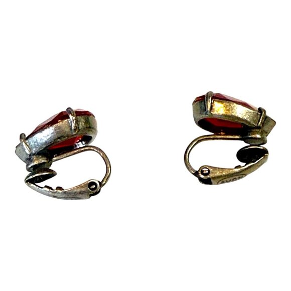 Vintage AVON Nina Ricci Jewelry Set Necklace Bracelet & Clip-On Earrings Red Amb - Picture 5 of 12